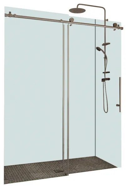 DreamLine Enigma-X Fully Frameless Sliding Shower Door, Brushed Stainless Steel