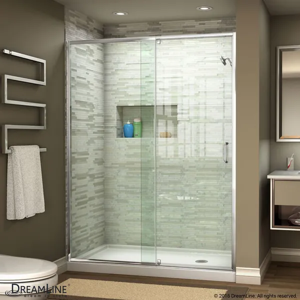 DreamLine Flex 56 - 60" in. W x 72 in. H Pivot Shower Door in Chrome Finish
