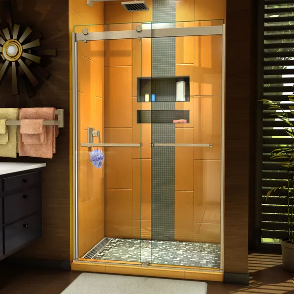 DreamLine Sapphire 44-48"Wx76"H Semi-Frameless Bypass Shower Door,Brushed Nickel