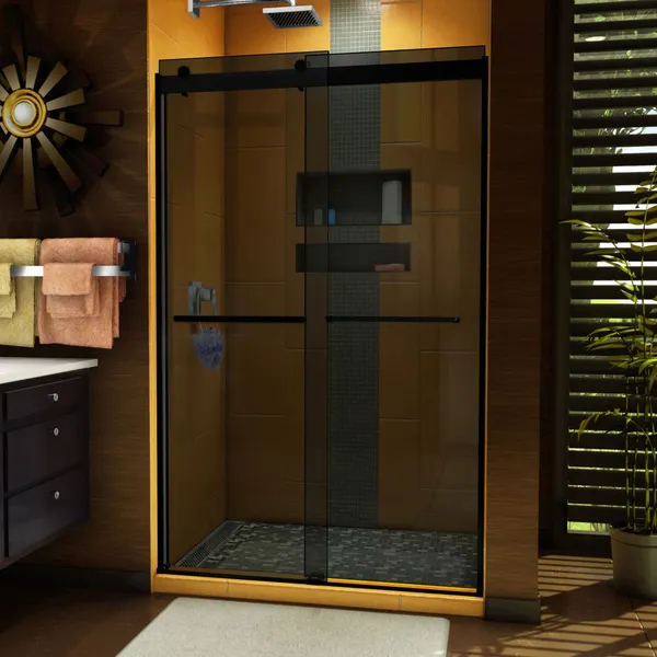 DreamLine Sapphire 44-48x76 Bypass Shower Door, Satin Black and Gray Glass