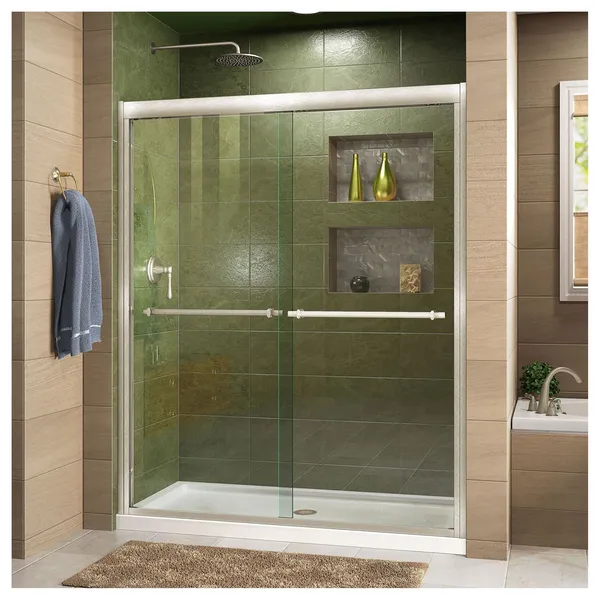 DreamLine SHDR-1260728 Duet 72"H x 60"W Sliding Framed Shower - Brushed Nickel