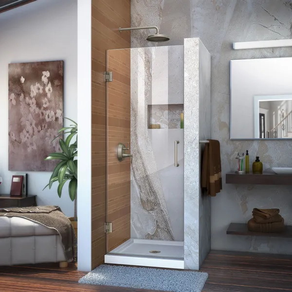 DreamLine Unidoor 28"Wx72"H Frameless Hinged Shower Door, Brushed Nickel