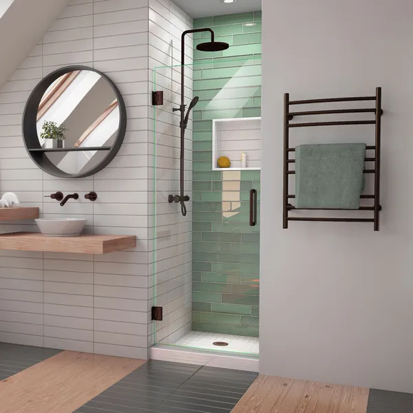 DreamLine Unidoor-LS 23"W Frameless Hinged Shower Door, Oil Rubbed Bronze