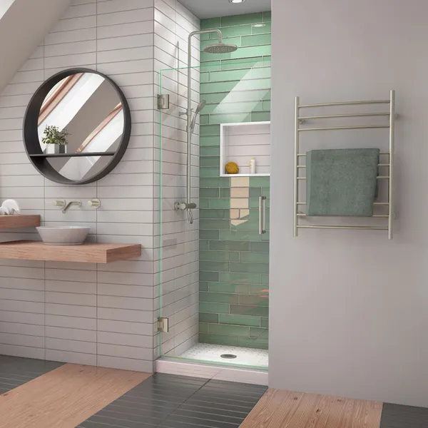 DreamLine Unidoor-LS 27"Wx72"H Frameless Hinged Shower Door, Brushed Nickel