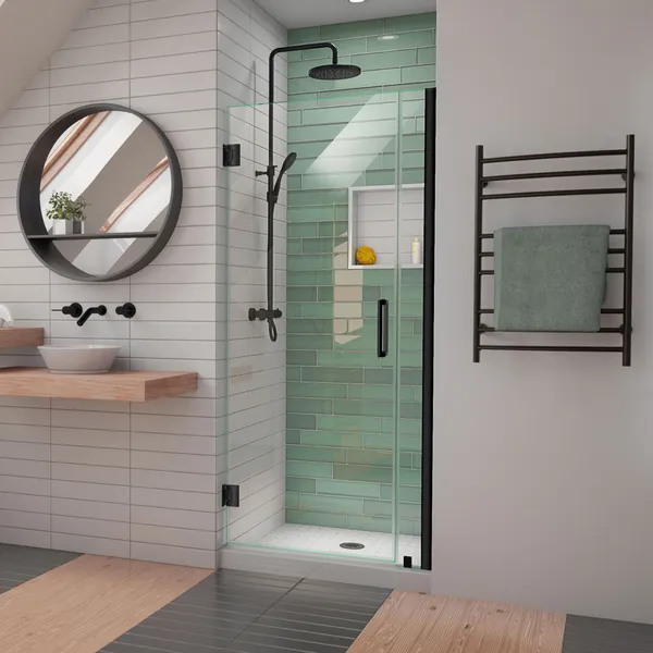 DreamLine Unidoor-LS 36-37"Wx72"H Frameless Hinged Shower Door, Satin Black
