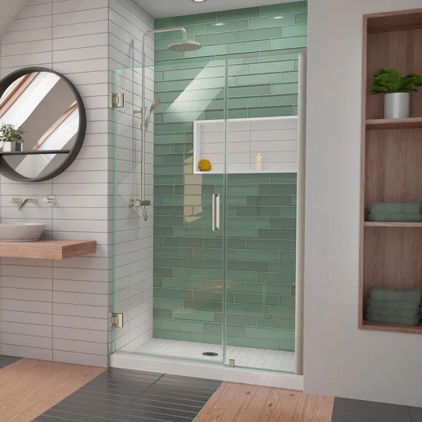 DreamLine Unidoor-LS 44-45"W Frameless Hinged Shower Door, Brushed Nickel