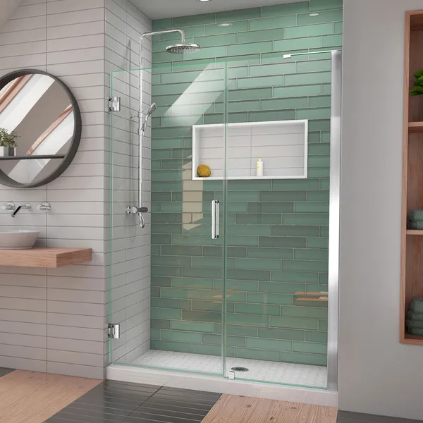 DreamLine Unidoor-LS 48-49"W Frameless Hinged Shower Door with L-Bar, Chrome