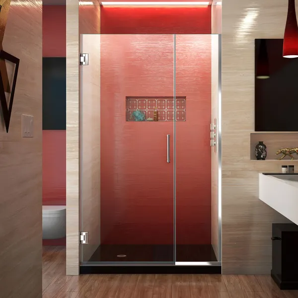 DreamLine Unidoor Plus 44 1/2 - 45"W Frameless Hinged Shower Door, Chrome