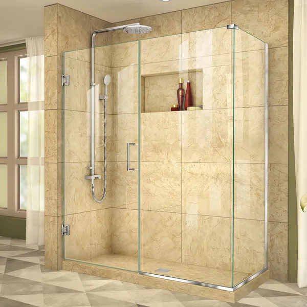 DreamLine Unidoor Plus 53"x30-3/8"x72" Shower Enclosure, Chrome Finish