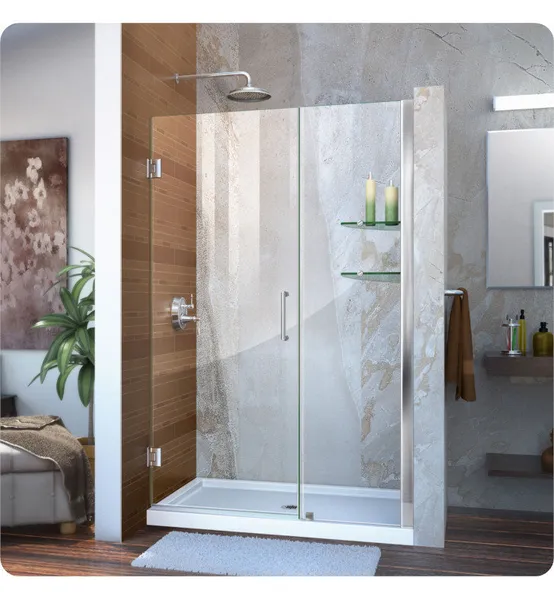 DreamLine Unidoor W 41" to 49" Frameless Hinged Shower Door, SHDR-20487210S-09