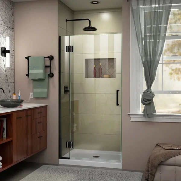 DreamLine Unidoor-X 32"Wx72"H Frameless Hinged Shower Door, Satin Black