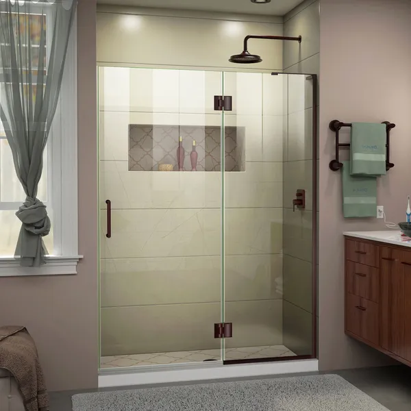 DreamLine Unidoor-X 47"Wx72"H Frameless Hinged Shower Door, Oil Rubbed Bronze