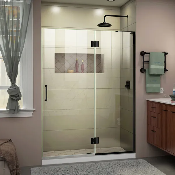 DreamLine Unidoor-X 48"Wx72"H Frameless Hinged Shower Door, Satin Black