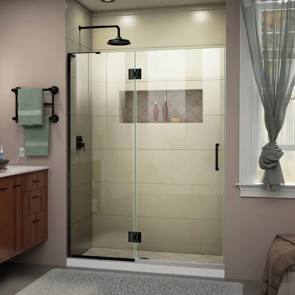 DreamLine Unidoor-X 50"Wx72"H Frameless Hinged Shower Door, Satin Black