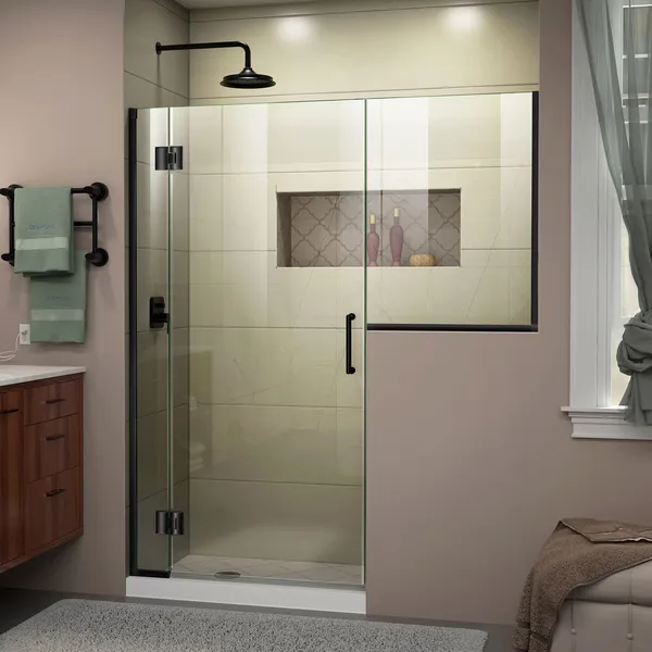 DreamLine Unidoor-X 56-56 1/2"W Frameless Hinged Shower Door, Satin Black