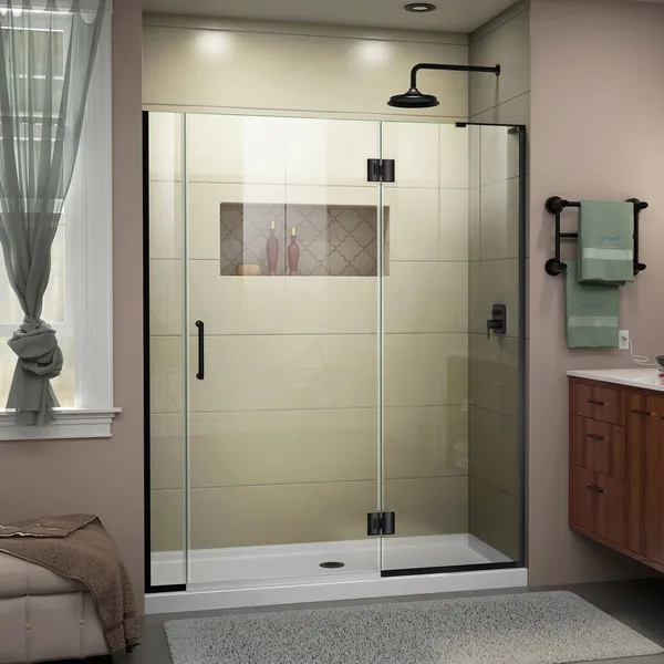 DreamLine Unidoor-X 56-56 1/2"W Frameless Hinged Shower Door, Satin Black