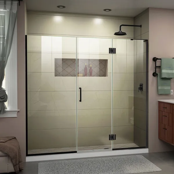DreamLine Unidoor-X 68 1/2-69"W Frameless Hinged Shower Door, Satin Black