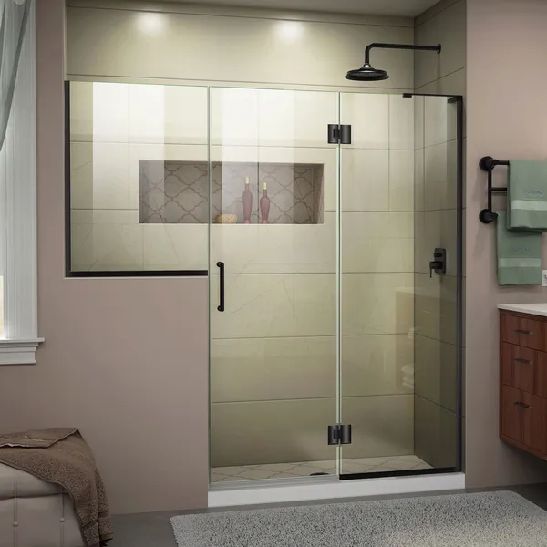 DreamLine Unidoor-X 72-72 1/2"W Frameless Hinged Shower Door, Satin Black