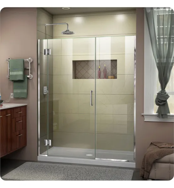 DreamLine W 51 1/2" to 59" x H 72" Hinged Sliding Shower Door, D12322572-09