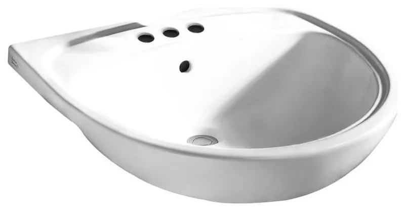 Drop In Semi Countertop Sink with 3 Holes and Fireclay Construction, 4-Inch Faucet Spacing