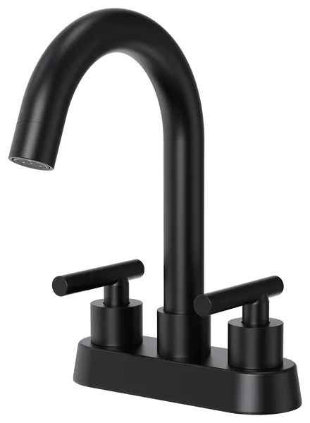 Dual Handles 2/3 Hole Deck Mount Centerset Sink Faucet with 360° Swivel Spout, Matte Black