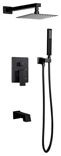 Dyconn Faucet Talise SS312A-BLK Wall Mounted 3-Setting Shower Faucet System