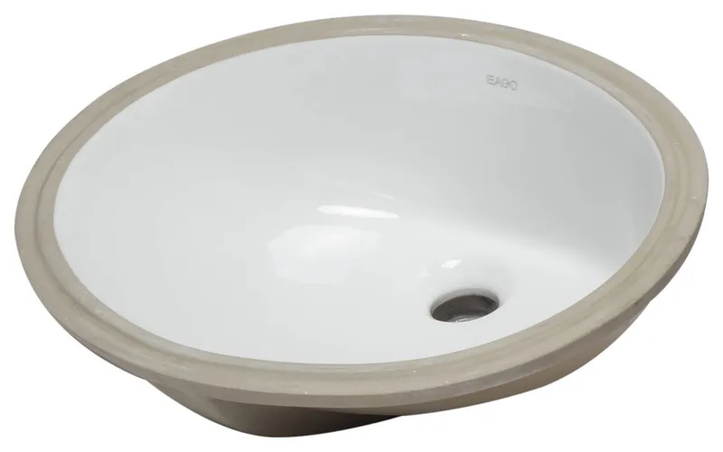 EAGO BC224 White Ceramic 18"x15" Undermount Oval Bathroom Sink
