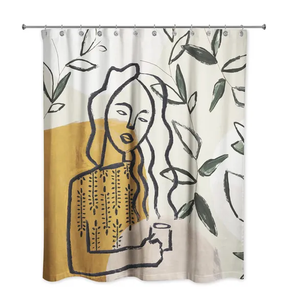 Earthy Abstract Figure II 71"x74" Shower Curtain
