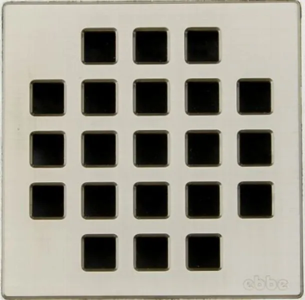Ebbe Unique Square Shower Drain Classic 4" Floor Cover Shower Bathroom, Brushed