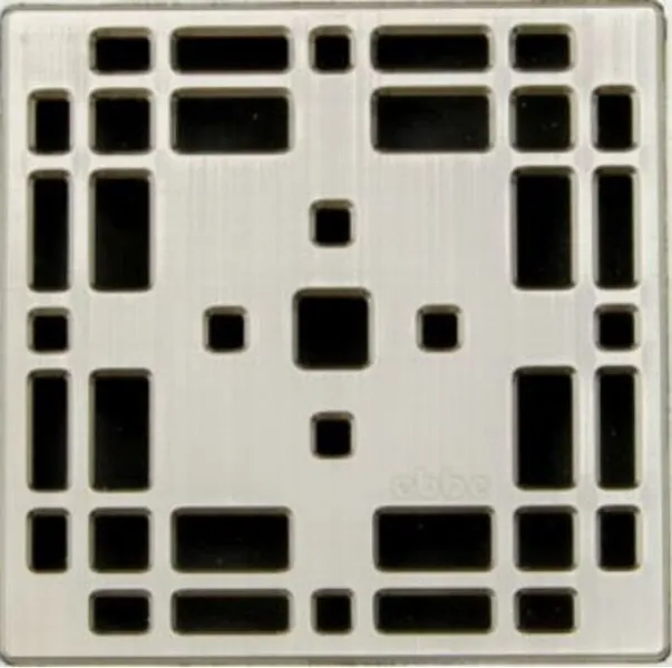 Ebbe Unique Square Shower Drain Prairie 4" Floor Cover Shower Bathroom, Brushed