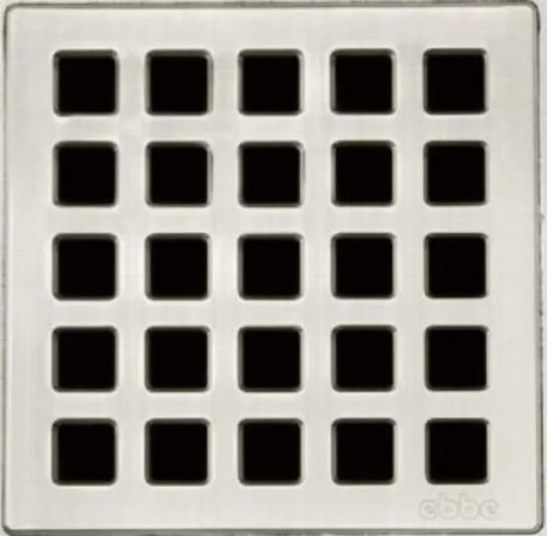 Ebbe Unique Square Shower Drain Quadra 4" Floor Cover Shower Bathroom, Brushed N