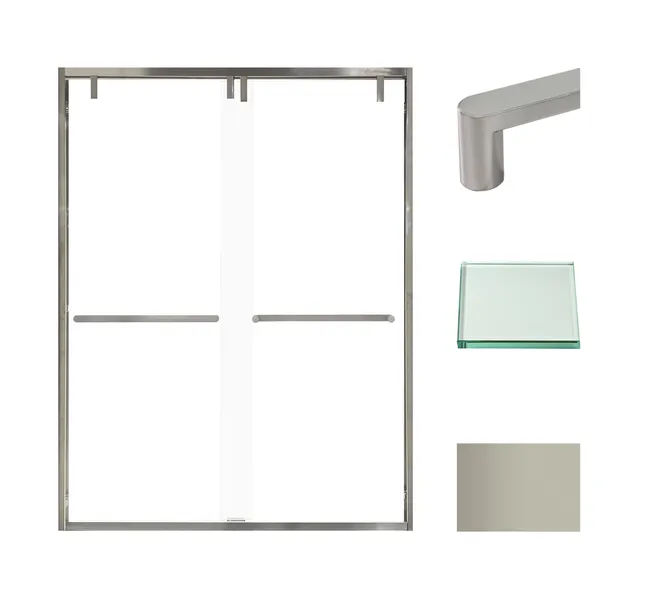 Eden 56-60" W x 80" H Shower Door, Clear Glass, Brushed Stainless, Riley