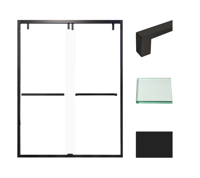 Eden 56-60" W x 80" H Shower Door, Clear Glass, Matte Black, Sabrina