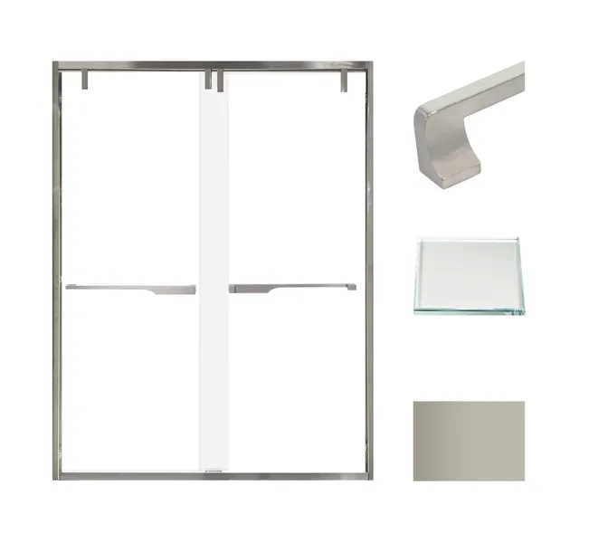 Eden 56-60" W x 80" H Shower Door, Iron Glass, Brushed Stainless, Justin