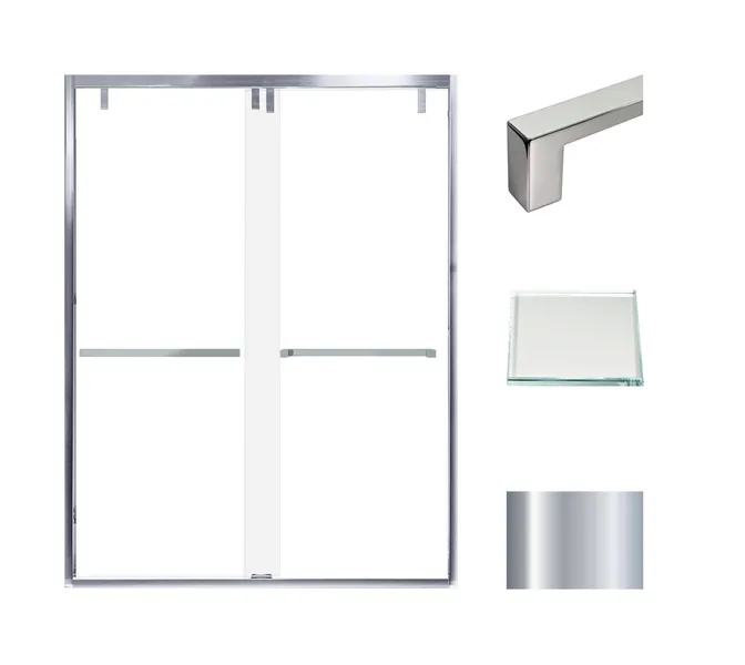 Eden 56-60" W x 80" H Shower Door, Iron Glass, Polished Chrome, Sabrina