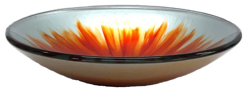Eden Bath EB_GS38 Blossom Above Mounted Tempered Glass Vessel Sink In Orange