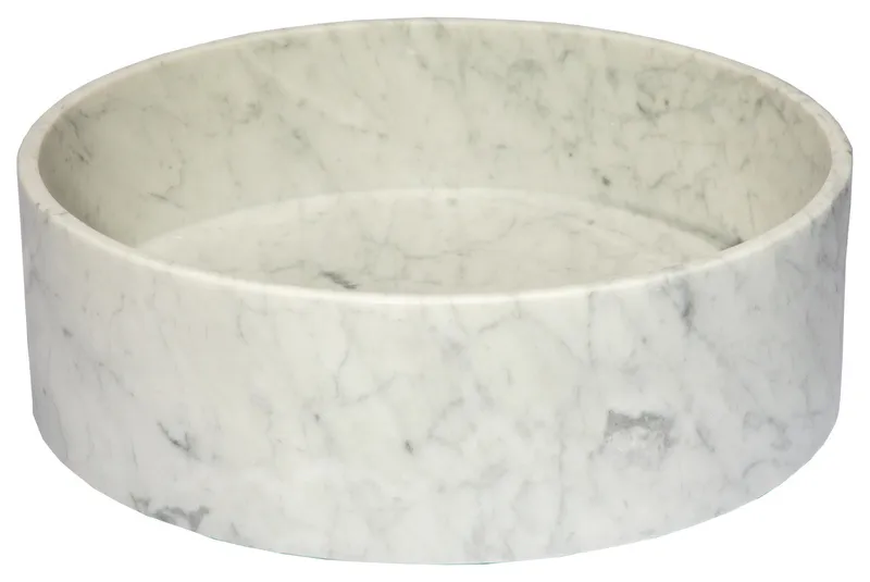 Eden Bath EB_S053CW-H Thin Lip Round Column Vessel Sink - Carrara Marble