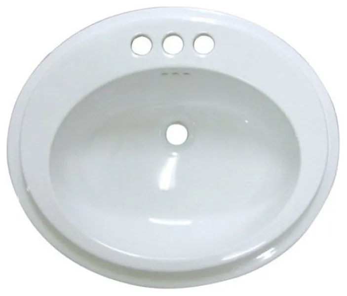 Eden White China Countertop Bathroom Sink with 4" Center