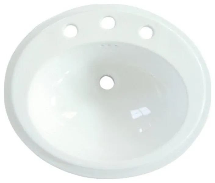 Eden White China Countertop Bathroom Sink with 8" Center