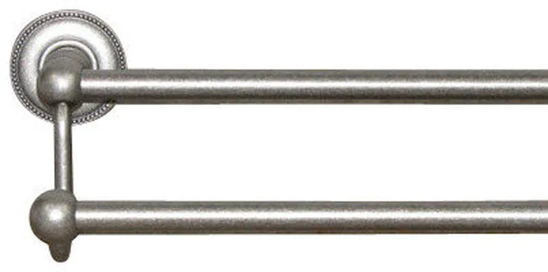 Edwardian Bath 30" Double Towel Rod - Antique Pewter - Beaded Back Plate