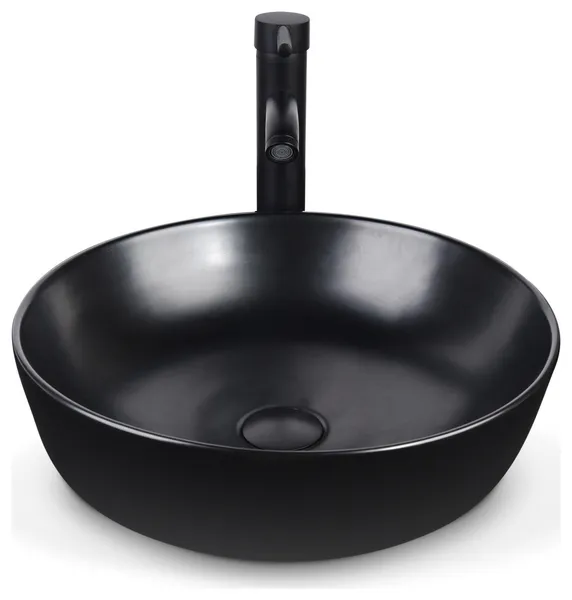 ELECWISH Bathroom Vanity Vessel Sink Ceramic Basin, Black