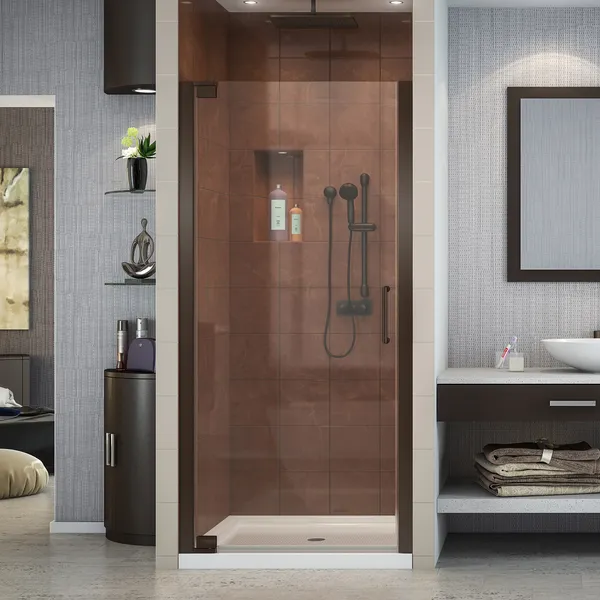 Elegance 25.25 - 27.25" W x 72" H Frameless Pivot Shower Door, Oil Rubbed Bronze