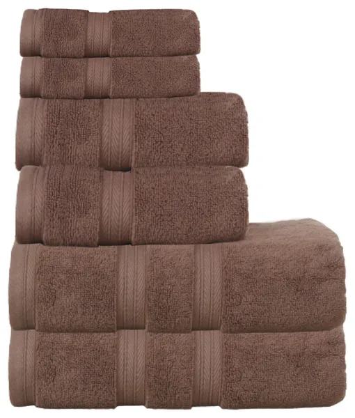 Elegance Essentials 550GSM 100% Cotton Bath Towel 6-Piece Set, Chocolate