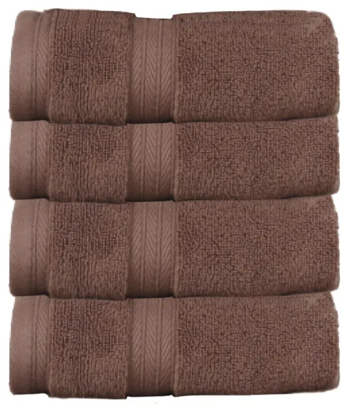 Elegance Essentials 550GSM 100% Cotton Hand Towel, Set of 4, 16"x24", Chocolate