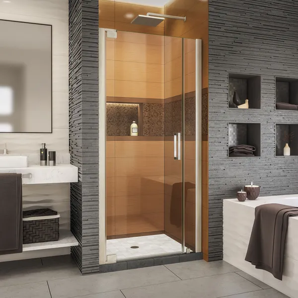 Elegance-LS 31 - 33"Wx72"H Frameless Pivot Shower Door, Brushed Nickel