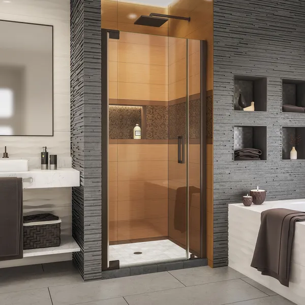Elegance-LS 34 1/2 - 36 1/2"W Frameless Pivot Shower Door, Oil Rubbed Bronze