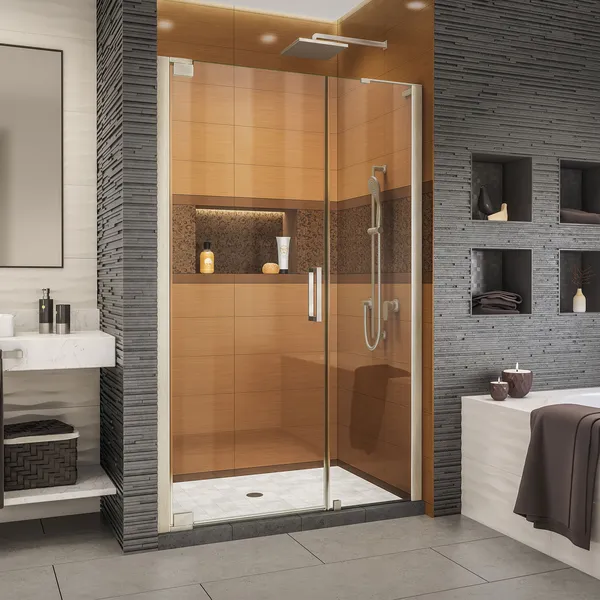 Elegance-LS 44 3/4 - 46 3/4"W Frameless Pivot Shower Door, Brushed Nickel