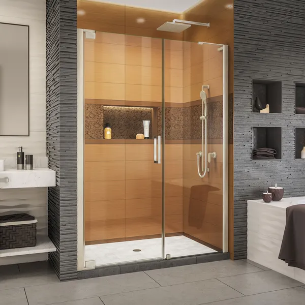 Elegance-LS 47 1/4 - 49 1/4"W Frameless Pivot Shower Door, Brushed Nickel