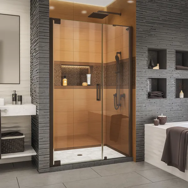 Elegance-LS 48 1/4 - 50 1/4"W Frameless Pivot Shower Door, Oil Rubbed Bronze