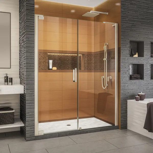 Elegance-LS 55 - 57"Wx72"H Frameless Pivot Shower Door, Brushed Nickel